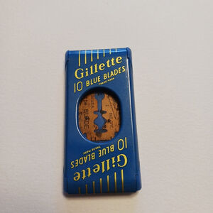 Rare VTG Gillette Blue Blades Razor Case 10 Blue Blade Case, Case Only HTF